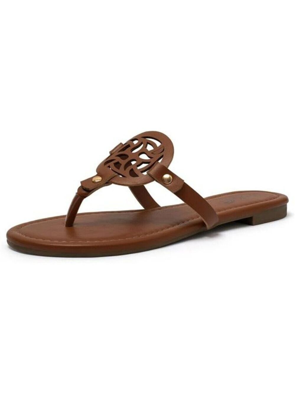 Katliu Womens Flat Thong Sandals Comfy Slip On Faux Leather Summer Shoes